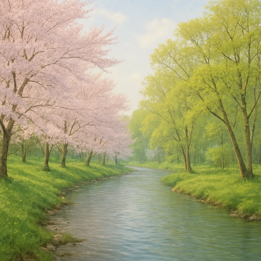 新緑の春の森